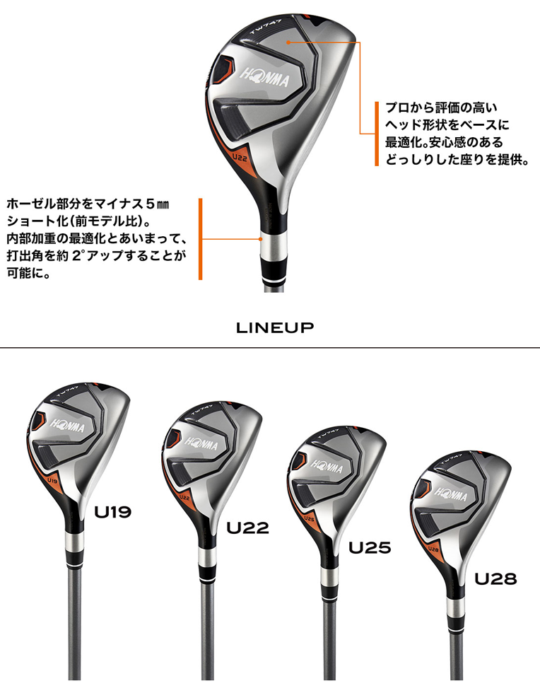 ホンマ TW747 UT (19°,22°,25°)3本セット